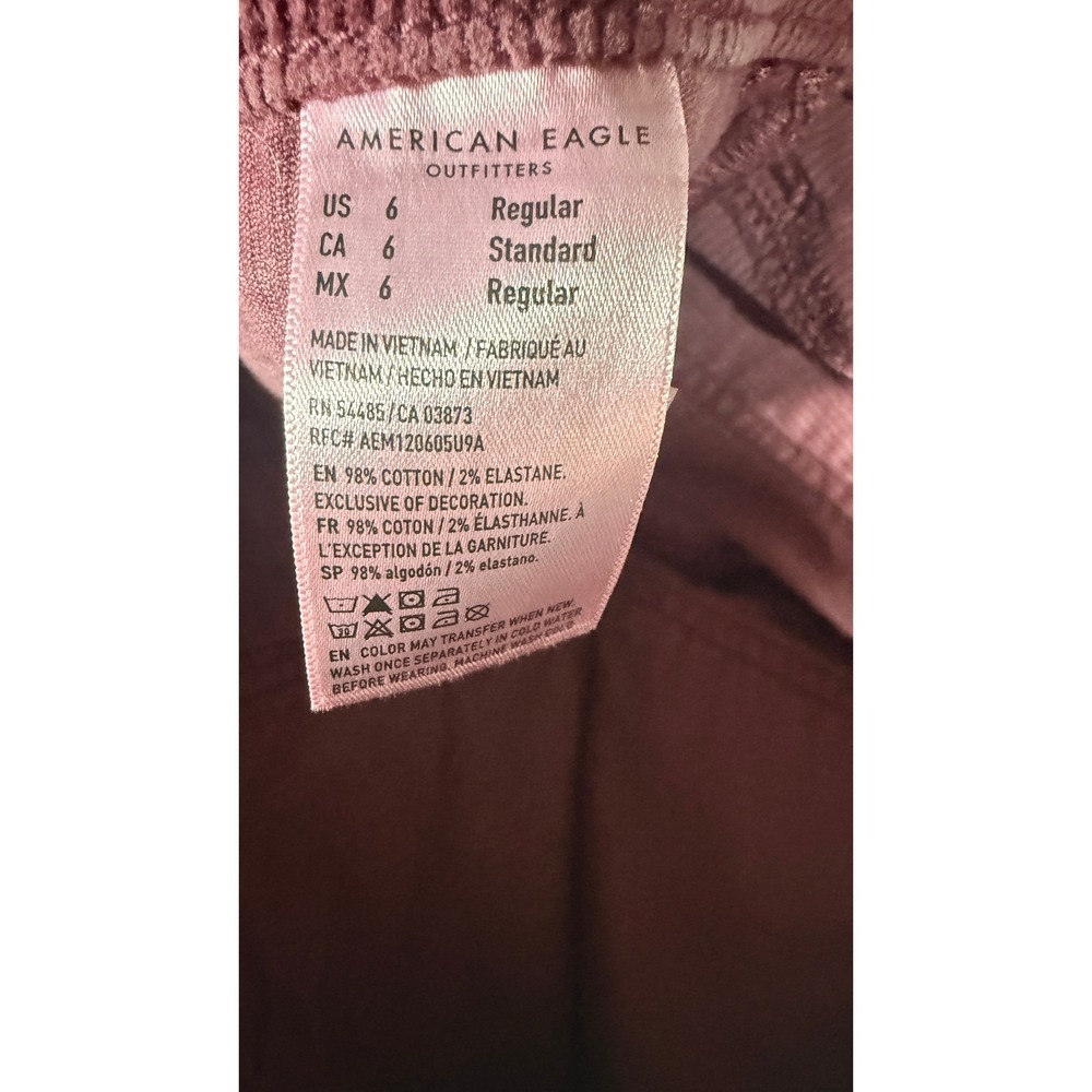 American‎ Eagle Burgandy Corduroy Wide Wale Stretch Pants Size 6 Regular - Picture 6 of 7